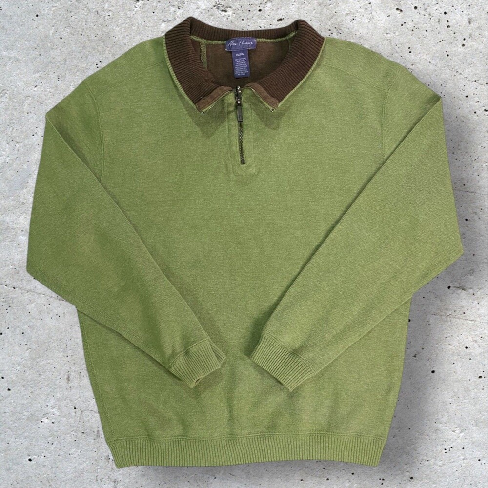 Alan Flusser Men’s XL Sweater Reversible 1/4 Zip Long Sleeve Pullover